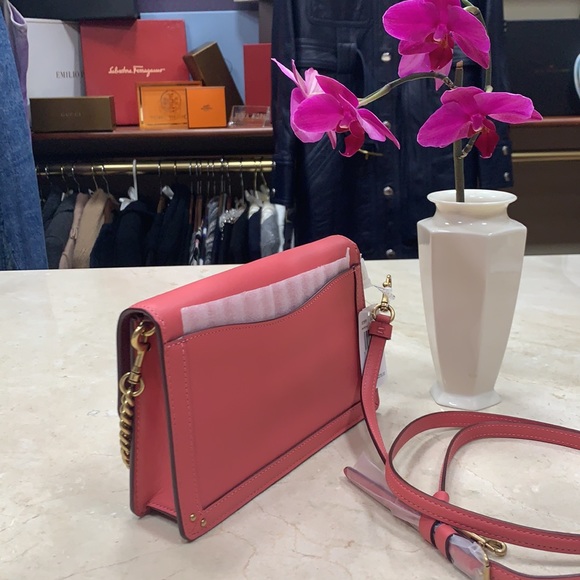 COACH 1941 DREAMER GLOVE TANNED LEATHER CONVERTIBLE CROSSBODY GOLD CHAIN PINK - Picture 12 of 15